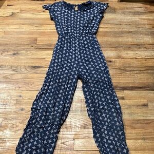 Blue Rain Dark Blue Patterned Jumpsuit